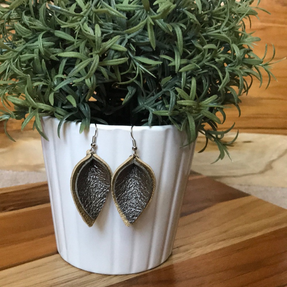 Two Tone- Handmade GENUINE LEATHER Earrings
